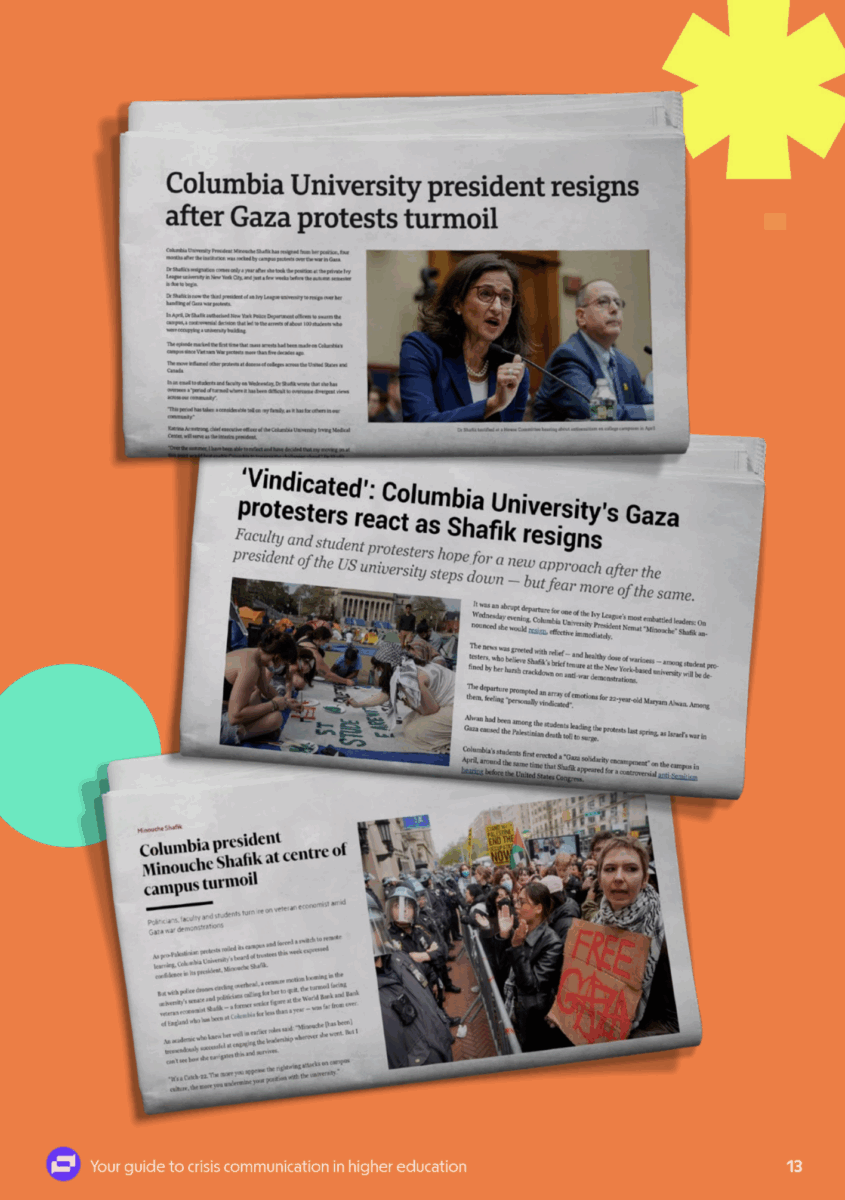 newspaper coverage of university crises