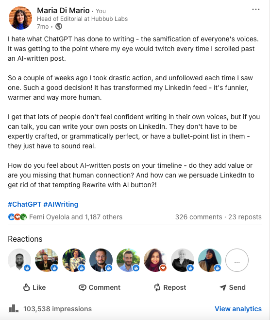 Maria's viral post